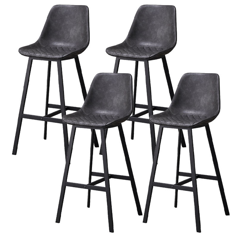 Scandinavian Restaurant Footrest Stool Matte Finish Leather Barstool Grey 4 Piece Set Clearhalo 'Bar Furniture' 'Bar Stools' 'bar_stools' 'furn' 'furn_bar_stools' 'Furniture' 'furniture_bar_stools' 'Kitchen & Dining Furniture' 4927479