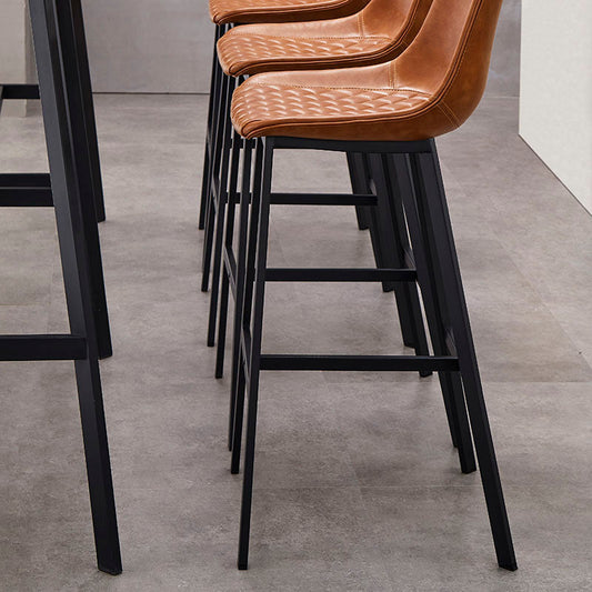 Scandinavian Restaurant Footrest Stool Matte Finish Leather Barstool Clearhalo 'Bar Furniture' 'Bar Stools' 'bar_stools' 'furn' 'furn_bar_stools' 'Furniture' 'furniture_bar_stools' 'Kitchen & Dining Furniture' 4927482