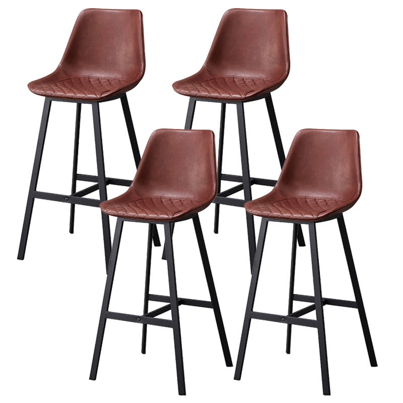 Scandinavian Restaurant Footrest Stool Matte Finish Leather Barstool Burgundy 4 Piece Set Clearhalo 'Bar Furniture' 'Bar Stools' 'bar_stools' 'furn' 'furn_bar_stools' 'Furniture' 'furniture_bar_stools' 'Kitchen & Dining Furniture' 4927485