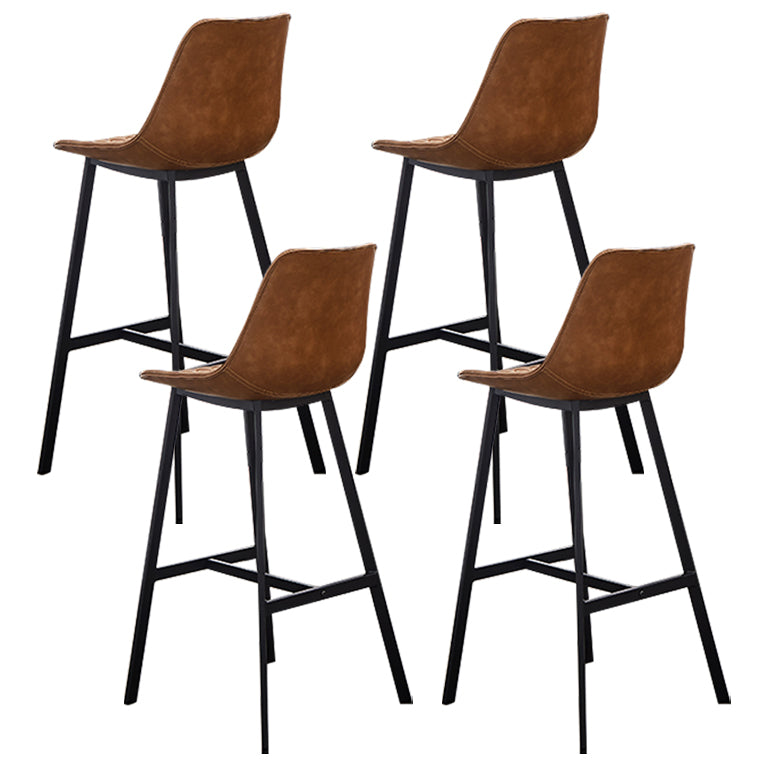 Scandinavian Restaurant Footrest Stool Matte Finish Leather Barstool Orange 4 Piece Set Clearhalo 'Bar Furniture' 'Bar Stools' 'bar_stools' 'furn' 'furn_bar_stools' 'Furniture' 'furniture_bar_stools' 'Kitchen & Dining Furniture' 4927486
