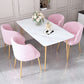Luxury 1/2/5 Pieces Rectangle Dining Set Sintered Stone Dining Table with Chairs 5 Pieces: Table, 4 Pink Chairs Clearhalo 'Dining Room Sets' 'Dining Tables & Seating' 'dining_room_set' 'furn' 'furn_dining_room_set' 'Furniture' 'furniture_dining_room_set' 'Kitchen & Dining Furniture' 4927532