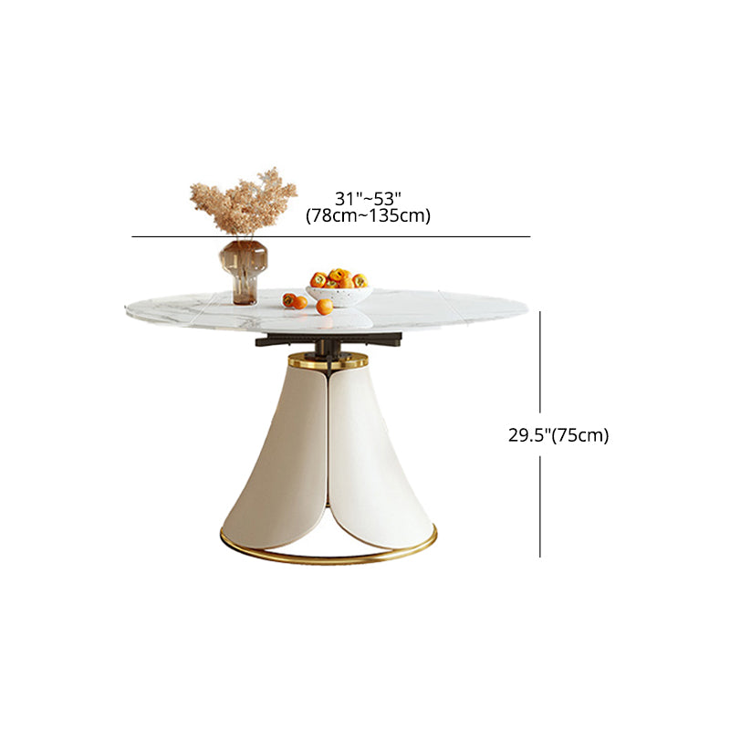 Glam 1/4/5/6/7 Pieces Dining Set Round Stone Dining Table for Dining Room Clearhalo 'Dining Room Sets' 'Dining Tables & Seating' 'dining_room_set' 'furn' 'furn_dining_room_set' 'Furniture' 'furniture_dining_room_set' 'Kitchen & Dining Furniture' 4927556