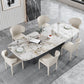 Modern 1/4/5/7 Pieces Rectangle Dining Set Sintered Stone Dining Table with Chairs 7 Pieces: Table, 6 Chairs Clearhalo 'Dining Room Sets' 'Dining Tables & Seating' 'dining_room_set' 'furn' 'furn_dining_room_set' 'Furniture' 'furniture_dining_room_set' 'Kitchen & Dining Furniture' 4927562