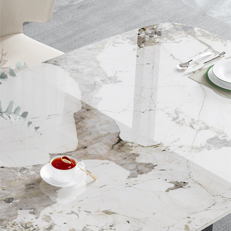 Modern 1/4/5/7 Pieces Rectangle Dining Set Sintered Stone Dining Table with Chairs Clearhalo 'Dining Room Sets' 'Dining Tables & Seating' 'dining_room_set' 'furn' 'furn_dining_room_set' 'Furniture' 'furniture_dining_room_set' 'Kitchen & Dining Furniture' 4927565