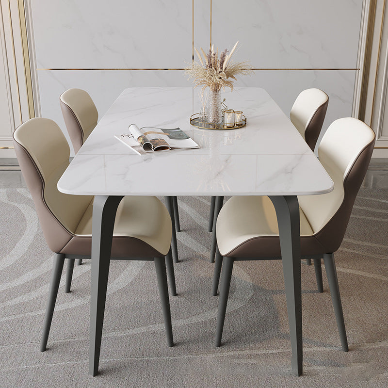 Modern 1/4/5/9 Pieces Dining Set Sintered Stone Dining Table Set with Metal Legs Clearhalo 'Dining Room Sets' 'Dining Tables & Seating' 'dining_room_set' 'furn' 'furn_dining_room_set' 'Furniture' 'furniture_dining_room_set' 'Kitchen & Dining Furniture' 4927586