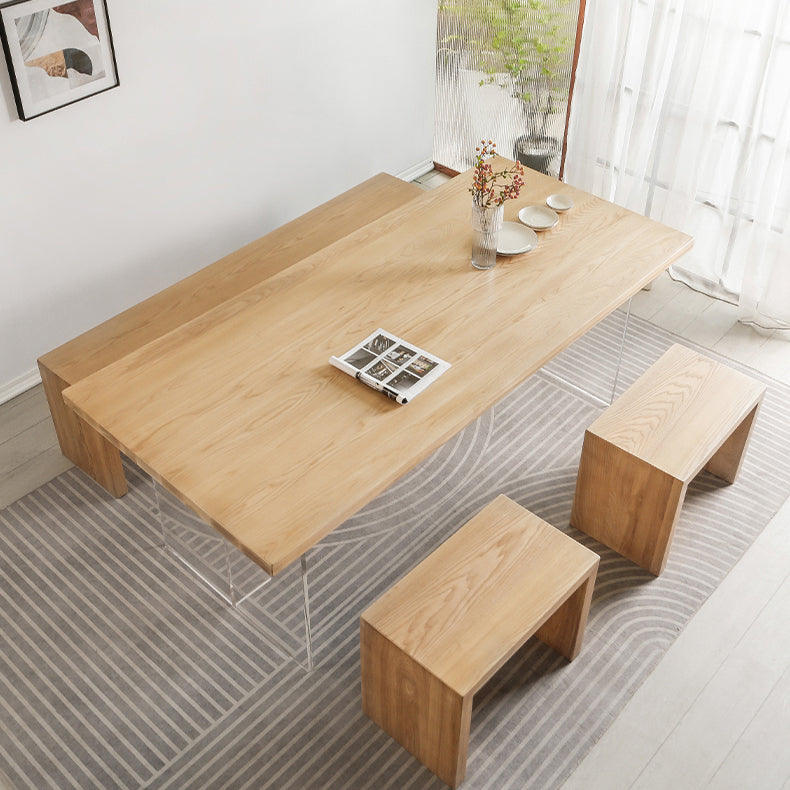 Modern 1/2/4 Pieces Rectangle Dinette Set Ash Wood Dining Table Set with Acrylic Foot Clearhalo 'Dining Room Sets' 'Dining Tables & Seating' 'dining_room_set' 'furn' 'furn_dining_room_set' 'Furniture' 'furniture_dining_room_set' 'Kitchen & Dining Furniture' 4927600