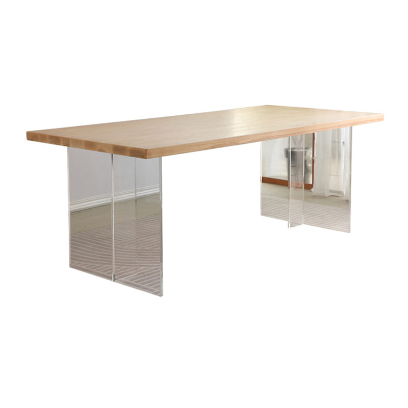 Modern 1/2/4 Pieces Rectangle Dinette Set Ash Wood Dining Table Set with Acrylic Foot Clearhalo 'Dining Room Sets' 'Dining Tables & Seating' 'dining_room_set' 'furn' 'furn_dining_room_set' 'Furniture' 'furniture_dining_room_set' 'Kitchen & Dining Furniture' 4927602