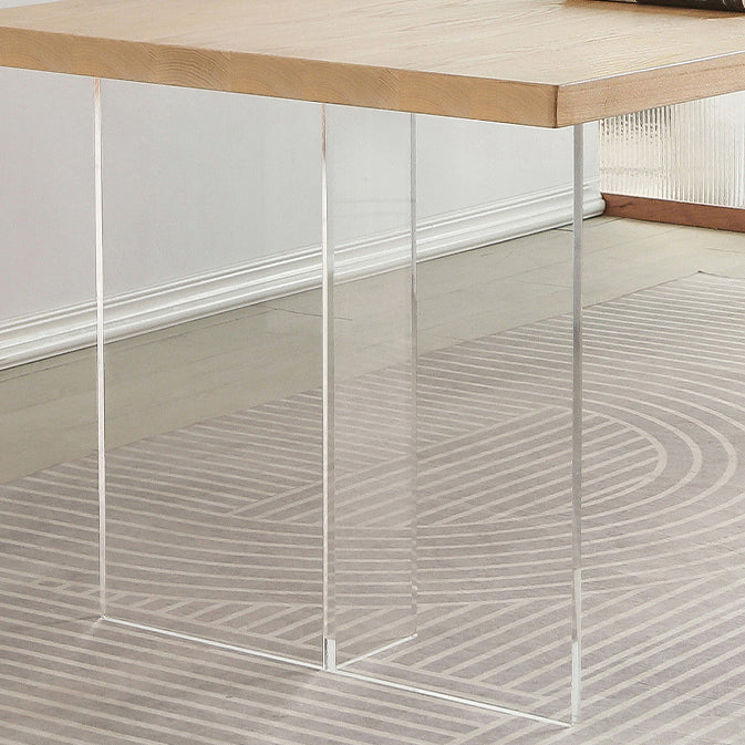 Modern 1/2/4 Pieces Rectangle Dinette Set Ash Wood Dining Table Set with Acrylic Foot Clearhalo 'Dining Room Sets' 'Dining Tables & Seating' 'dining_room_set' 'furn' 'furn_dining_room_set' 'Furniture' 'furniture_dining_room_set' 'Kitchen & Dining Furniture' 4927605