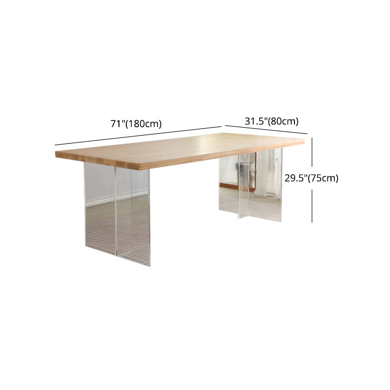 Modern 1/2/4 Pieces Rectangle Dinette Set Ash Wood Dining Table Set with Acrylic Foot Clearhalo 'Dining Room Sets' 'Dining Tables & Seating' 'dining_room_set' 'furn' 'furn_dining_room_set' 'Furniture' 'furniture_dining_room_set' 'Kitchen & Dining Furniture' 4927608