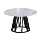 Glam 1/2/6/7 Pieces Dining Set Round Stone Dining Table for Dining Room Black 59"L x 59"W Clearhalo 'Dining Room Sets' 'Dining Tables & Seating' 'dining_room_set' 'furn' 'furn_dining_room_set' 'Furniture' 'furniture_dining_room_set' 'Kitchen & Dining Furniture' 4927615