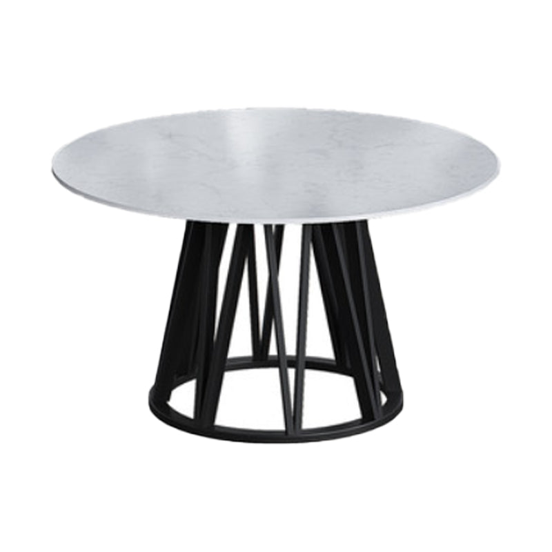 Glam 1/2/6/7 Pieces Dining Set Round Stone Dining Table for Dining Room Black 59"L x 59"W Clearhalo 'Dining Room Sets' 'Dining Tables & Seating' 'dining_room_set' 'furn' 'furn_dining_room_set' 'Furniture' 'furniture_dining_room_set' 'Kitchen & Dining Furniture' 4927615