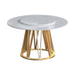 Glam 1/2/6/7 Pieces Dining Set Round Stone Dining Table for Dining Room White-Gold 71"L x 71"W Clearhalo 'Dining Room Sets' 'Dining Tables & Seating' 'dining_room_set' 'furn' 'furn_dining_room_set' 'Furniture' 'furniture_dining_room_set' 'Kitchen & Dining Furniture' 4927617