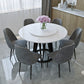 Glam 1/2/6/7 Pieces Dining Set Round Stone Dining Table for Dining Room 7 Pieces: Table, 6 Chairs Clearhalo 'Dining Room Sets' 'Dining Tables & Seating' 'dining_room_set' 'furn' 'furn_dining_room_set' 'Furniture' 'furniture_dining_room_set' 'Kitchen & Dining Furniture' 4927619