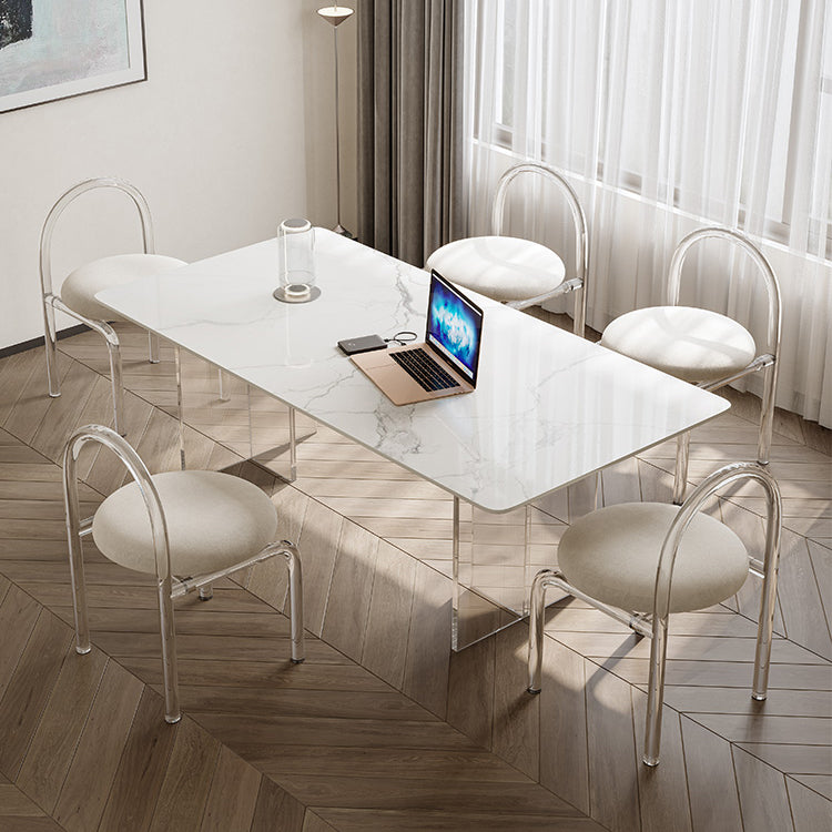 Contemporary 1/2/5/6 Pieces Dining Set Rectangle Acrylic Dining Room Set 6 Pieces: Table, 5 Chairs Clearhalo 'Dining Room Sets' 'Dining Tables & Seating' 'dining_room_set' 'furn' 'furn_dining_room_set' 'Furniture' 'furniture_dining_room_set' 'Kitchen & Dining Furniture' 4927642