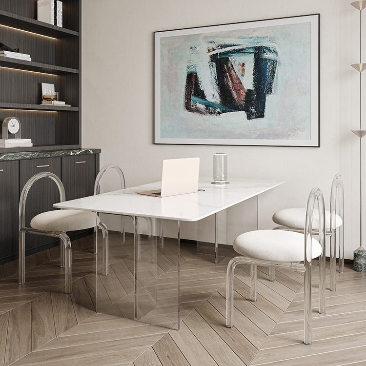 Contemporary 1/2/5/6 Pieces Dining Set Rectangle Acrylic Dining Room Set 5 Pieces: Table, 4 Chairs Clearhalo 'Dining Room Sets' 'Dining Tables & Seating' 'dining_room_set' 'furn' 'furn_dining_room_set' 'Furniture' 'furniture_dining_room_set' 'Kitchen & Dining Furniture' 4927644