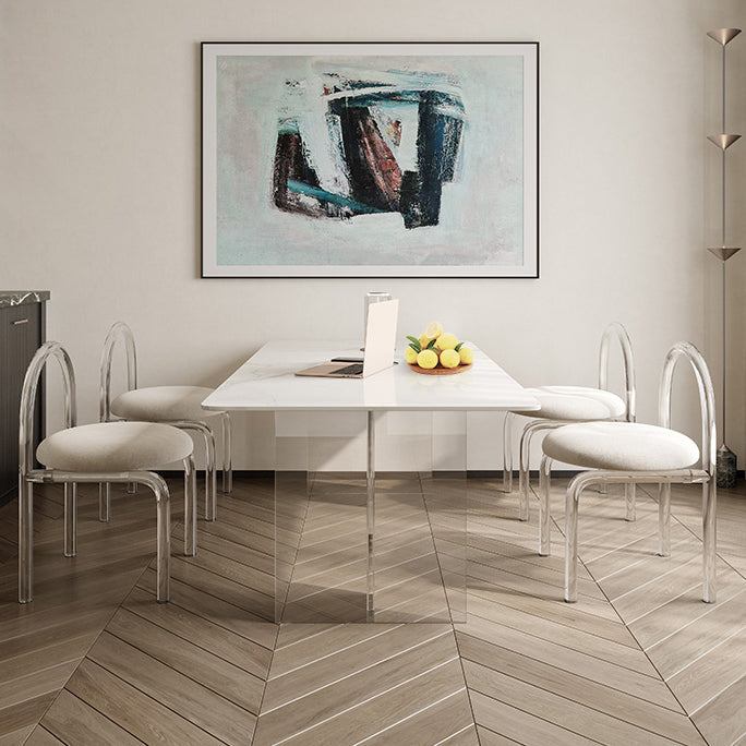 Contemporary 1/2/5/6 Pieces Dining Set Rectangle Acrylic Dining Room Set Clearhalo 'Dining Room Sets' 'Dining Tables & Seating' 'dining_room_set' 'furn' 'furn_dining_room_set' 'Furniture' 'furniture_dining_room_set' 'Kitchen & Dining Furniture' 4927647