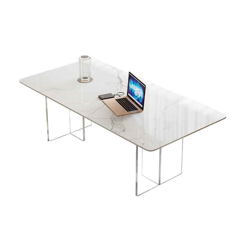 Contemporary 1/2/5/6 Pieces Dining Set Rectangle Acrylic Dining Room Set White 79"L x 35"W Clearhalo 'Dining Room Sets' 'Dining Tables & Seating' 'dining_room_set' 'furn' 'furn_dining_room_set' 'Furniture' 'furniture_dining_room_set' 'Kitchen & Dining Furniture' 4927648