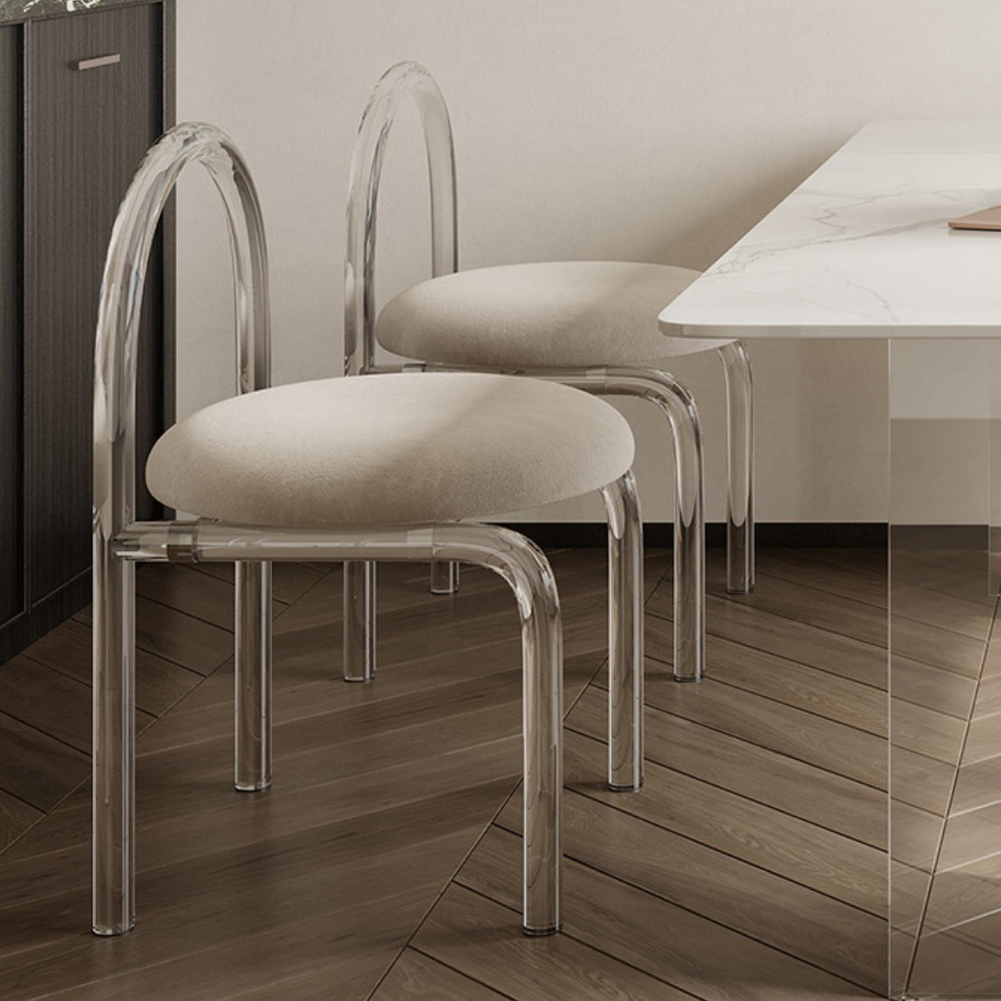 Contemporary 1/2/5/6 Pieces Dining Set Rectangle Acrylic Dining Room Set Clearhalo 'Dining Room Sets' 'Dining Tables & Seating' 'dining_room_set' 'furn' 'furn_dining_room_set' 'Furniture' 'furniture_dining_room_set' 'Kitchen & Dining Furniture' 4927651