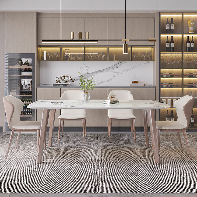 Modern 1/4/5/7 Pieces Dining Set Sintered Stone Dining Table Set for Kitchen 5 Pieces: Table, 4 Chairs Clearhalo 'Dining Room Sets' 'Dining Tables & Seating' 'dining_room_set' 'furn' 'furn_dining_room_set' 'Furniture' 'furniture_dining_room_set' 'Kitchen & Dining Furniture' 4927665