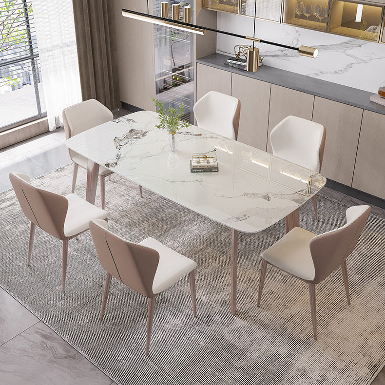 Modern 1/4/5/7 Pieces Dining Set Sintered Stone Dining Table Set for Kitchen 7 Pieces: Table, 6 Chairs Clearhalo 'Dining Room Sets' 'Dining Tables & Seating' 'dining_room_set' 'furn' 'furn_dining_room_set' 'Furniture' 'furniture_dining_room_set' 'Kitchen & Dining Furniture' 4927670