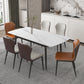 Modern 1/4/5/7 Pieces Scalable Dinette Set with Sintered Stone Top White Dining Table Set 7 Pieces: Table, 4 White+2 Orange Chairs Clearhalo 'Dining Room Sets' 'Dining Tables & Seating' 'dining_room_set' 'furn' 'furn_dining_room_set' 'Furniture' 'furniture_dining_room_set' 'Kitchen & Dining Furniture' 4927682