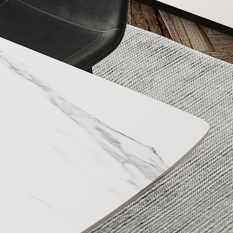 Modern 1/4/5/7 Pieces Scalable Dinette Set with Sintered Stone Top White Dining Table Set Clearhalo 'Dining Room Sets' 'Dining Tables & Seating' 'dining_room_set' 'furn' 'furn_dining_room_set' 'Furniture' 'furniture_dining_room_set' 'Kitchen & Dining Furniture' 4927686