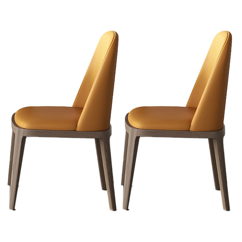 Modern Style 1/2/5/7 Pieces Dinette Set Solid Wood Dining Table and Chairs 2 Orange Chairs Clearhalo 'Dining Room Sets' 'Dining Tables & Seating' 'dining_room_set' 'furn' 'furn_dining_room_set' 'Furniture' 'furniture_dining_room_set' 'Kitchen & Dining Furniture' 4927695