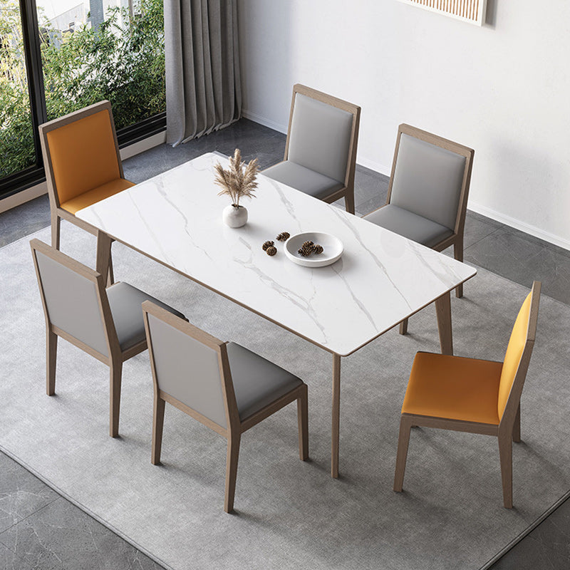 Modern Style 1/2/5/7 Pieces Dinette Set Solid Wood Dining Table and Chairs 7 Pieces: Table, 6 Chairs Clearhalo 'Dining Room Sets' 'Dining Tables & Seating' 'dining_room_set' 'furn' 'furn_dining_room_set' 'Furniture' 'furniture_dining_room_set' 'Kitchen & Dining Furniture' 4927701
