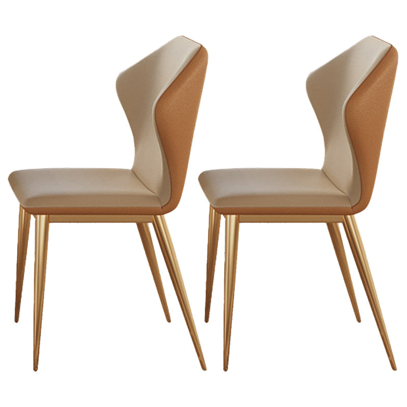 Glam 1/2/7 Pieces Dining Table Set with Sintered Stone Top Stainless Steel Dinette Set 2 Orange-White Chairs Clearhalo 'Dining Room Sets' 'Dining Tables & Seating' 'dining_room_set' 'furn' 'furn_dining_room_set' 'Furniture' 'furniture_dining_room_set' 'Kitchen & Dining Furniture' 4927715