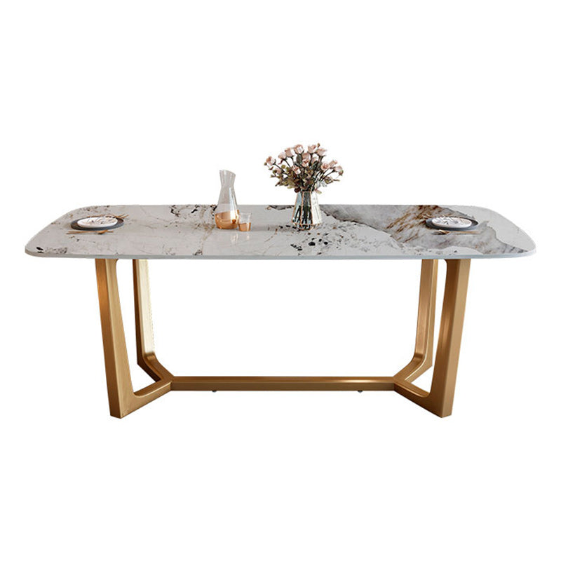 Glam 1/2/7 Pieces Dining Table Set with Sintered Stone Top Stainless Steel Dinette Set Clearhalo 'Dining Room Sets' 'Dining Tables & Seating' 'dining_room_set' 'furn' 'furn_dining_room_set' 'Furniture' 'furniture_dining_room_set' 'Kitchen & Dining Furniture' 4927719