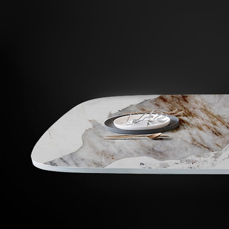 Glam 1/2/7 Pieces Dining Table Set with Sintered Stone Top Stainless Steel Dinette Set Clearhalo 'Dining Room Sets' 'Dining Tables & Seating' 'dining_room_set' 'furn' 'furn_dining_room_set' 'Furniture' 'furniture_dining_room_set' 'Kitchen & Dining Furniture' 4927720