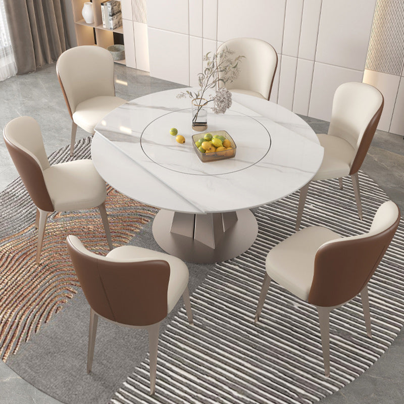 Modern 1/3/4//5/7/9 Pieces Dining Set Sintered Stone Dining Table Set for Home 7 Pieces: Table, 6 Chairs Clearhalo 'Dining Room Sets' 'Dining Tables & Seating' 'dining_room_set' 'furn' 'furn_dining_room_set' 'Furniture' 'furniture_dining_room_set' 'Kitchen & Dining Furniture' 4927732