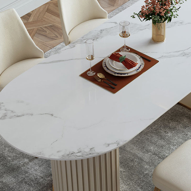 Glam 1/4/5/7 Pieces Dining Set Oval Shape Sintered Stone Dining Table Set Clearhalo 'Dining Room Sets' 'Dining Tables & Seating' 'dining_room_set' 'furn' 'furn_dining_room_set' 'Furniture' 'furniture_dining_room_set' 'Kitchen & Dining Furniture' 4927751