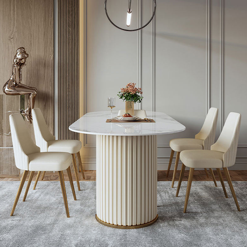 Glam 1/4/5/7 Pieces Dining Set Oval Shape Sintered Stone Dining Table Set Clearhalo 'Dining Room Sets' 'Dining Tables & Seating' 'dining_room_set' 'furn' 'furn_dining_room_set' 'Furniture' 'furniture_dining_room_set' 'Kitchen & Dining Furniture' 4927753