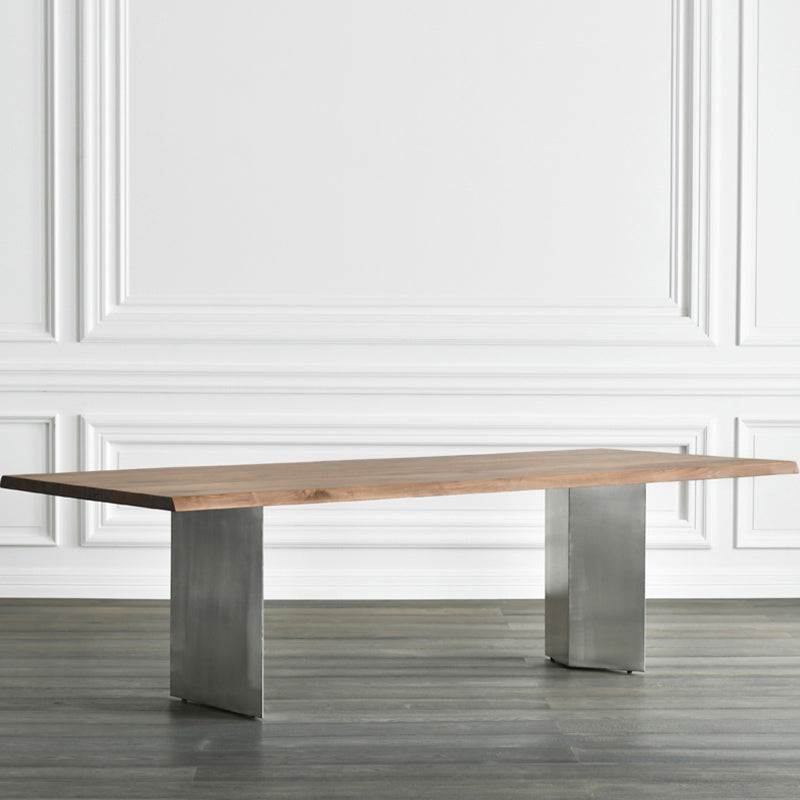 Rectangle Double Pedestal Luxury Dining Table Fixed Table with Solid Wood 70.9"L x 31.5"W x 29.5"H Without Chairs Clearhalo 'Dining Tables & Seating' 'Dining Tables' 'dining_table' 'furn' 'furn_dining_table' 'Furniture' 'furniture_dining_table' 'Kitchen & Dining Furniture' 'kitchen' 'kitchen_dining_table' 4927834