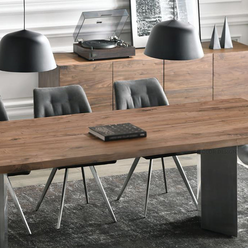 Rectangle Double Pedestal Luxury Dining Table Fixed Table with Solid Wood Clearhalo 'Dining Tables & Seating' 'Dining Tables' 'dining_table' 'furn' 'furn_dining_table' 'Furniture' 'furniture_dining_table' 'Kitchen & Dining Furniture' 'kitchen' 'kitchen_dining_table' 4927840