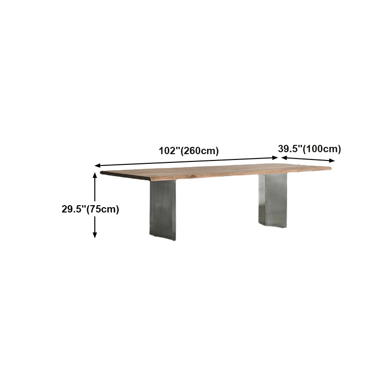 Rectangle Double Pedestal Luxury Dining Table Fixed Table with Solid Wood Clearhalo 'Dining Tables & Seating' 'Dining Tables' 'dining_table' 'furn' 'furn_dining_table' 'Furniture' 'furniture_dining_table' 'Kitchen & Dining Furniture' 'kitchen' 'kitchen_dining_table' 4927851