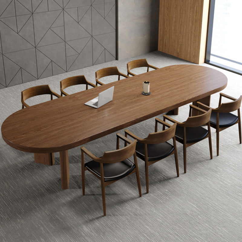Pine Wood Top Dining Table Modern Oval Dining Table with 4 Legs Clearhalo 'Dining Tables & Seating' 'Dining Tables' 'dining_table' 'furn' 'furn_dining_table' 'Furniture' 'furniture_dining_table' 'Kitchen & Dining Furniture' 'kitchen' 'kitchen_dining_table' 4927866