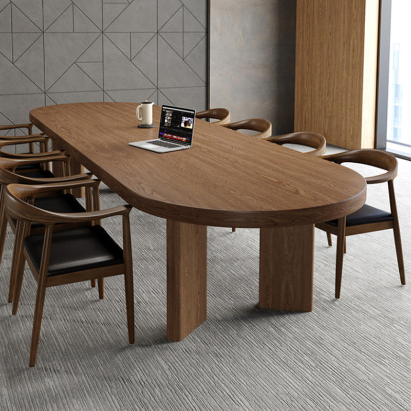 Pine Wood Top Dining Table Modern Oval Dining Table with 4 Legs Clearhalo 'Dining Tables & Seating' 'Dining Tables' 'dining_table' 'furn' 'furn_dining_table' 'Furniture' 'furniture_dining_table' 'Kitchen & Dining Furniture' 'kitchen' 'kitchen_dining_table' 4927867
