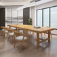 Pine Wood Top Dining Table Traditional Luxury Table with Solid Wood Sled Base 110.2"L x 47.2"W x 29.5"H Without Chairs Clearhalo 'Dining Tables & Seating' 'Dining Tables' 'dining_table' 'furn' 'furn_dining_table' 'Furniture' 'furniture_dining_table' 'Kitchen & Dining Furniture' 'kitchen' 'kitchen_dining_table' 4927881