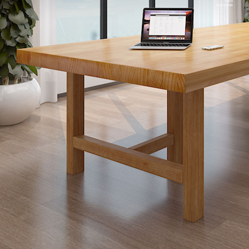 Pine Wood Top Dining Table Traditional Luxury Table with Solid Wood Sled Base Clearhalo 'Dining Tables & Seating' 'Dining Tables' 'dining_table' 'furn' 'furn_dining_table' 'Furniture' 'furniture_dining_table' 'Kitchen & Dining Furniture' 'kitchen' 'kitchen_dining_table' 4927887