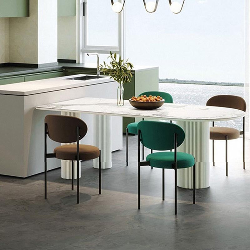 Stone Top Dining Table Traditional Luxury Dining Table with 3 Legs Clearhalo 'Dining Tables & Seating' 'Dining Tables' 'dining_table' 'furn' 'furn_dining_table' 'Furniture' 'furniture_dining_table' 'Kitchen & Dining Furniture' 'kitchen' 'kitchen_dining_table' 4927911