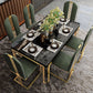 Rectangle Stone Top Dining Table Traditional Luxury Table with 4 Legs Black 70.9"L x 35.4"W x 29.5"H Without Chairs Clearhalo 'Dining Tables & Seating' 'Dining Tables' 'dining_table' 'furn' 'furn_dining_table' 'Furniture' 'furniture_dining_table' 'Kitchen & Dining Furniture' 'kitchen' 'kitchen_dining_table' 4927918