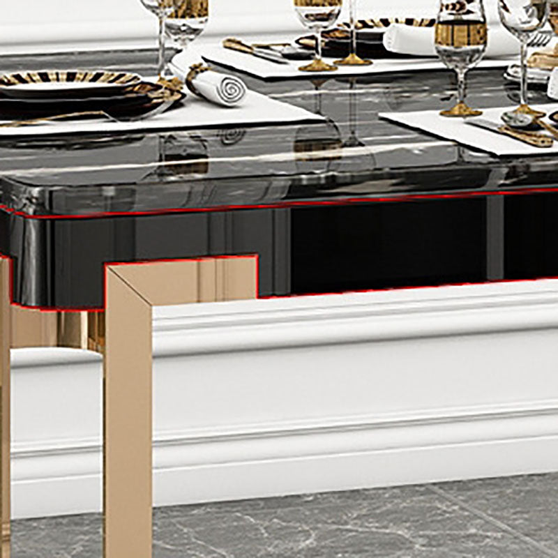 Rectangle Stone Top Dining Table Traditional Luxury Table with 4 Legs Clearhalo 'Dining Tables & Seating' 'Dining Tables' 'dining_table' 'furn' 'furn_dining_table' 'Furniture' 'furniture_dining_table' 'Kitchen & Dining Furniture' 'kitchen' 'kitchen_dining_table' 4927922