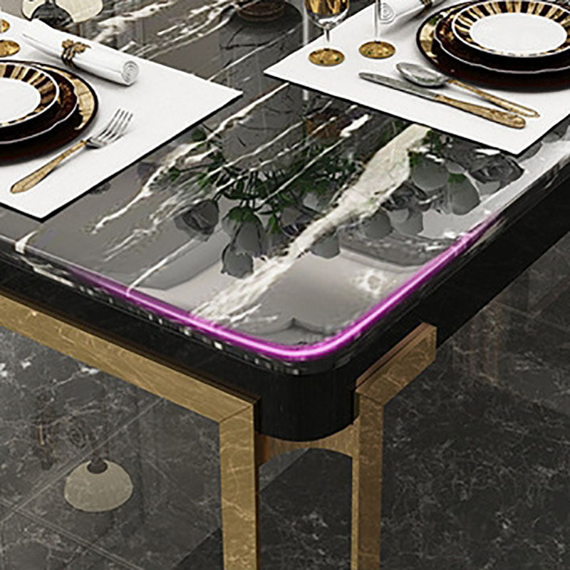 Rectangle Stone Top Dining Table Traditional Luxury Table with 4 Legs Clearhalo 'Dining Tables & Seating' 'Dining Tables' 'dining_table' 'furn' 'furn_dining_table' 'Furniture' 'furniture_dining_table' 'Kitchen & Dining Furniture' 'kitchen' 'kitchen_dining_table' 4927925