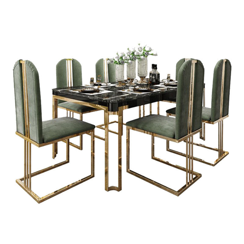 Rectangle Stone Top Dining Table Traditional Luxury Table with 4 Legs Clearhalo 'Dining Tables & Seating' 'Dining Tables' 'dining_table' 'furn' 'furn_dining_table' 'Furniture' 'furniture_dining_table' 'Kitchen & Dining Furniture' 'kitchen' 'kitchen_dining_table' 4927926