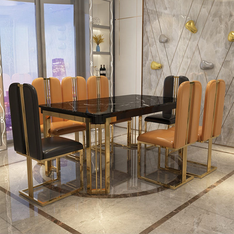 Rectangle Stone Top Dining Table Traditional Luxury Table with 4 Legs Clearhalo 'Dining Tables & Seating' 'Dining Tables' 'dining_table' 'furn' 'furn_dining_table' 'Furniture' 'furniture_dining_table' 'Kitchen & Dining Furniture' 'kitchen' 'kitchen_dining_table' 4927927