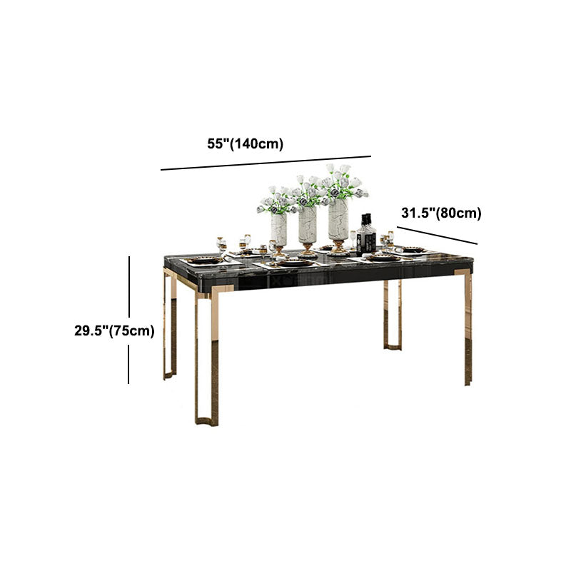Rectangle Stone Top Dining Table Traditional Luxury Table with 4 Legs Clearhalo 'Dining Tables & Seating' 'Dining Tables' 'dining_table' 'furn' 'furn_dining_table' 'Furniture' 'furniture_dining_table' 'Kitchen & Dining Furniture' 'kitchen' 'kitchen_dining_table' 4927929