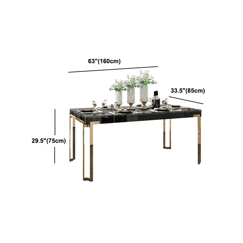 Rectangle Stone Top Dining Table Traditional Luxury Table with 4 Legs Clearhalo 'Dining Tables & Seating' 'Dining Tables' 'dining_table' 'furn' 'furn_dining_table' 'Furniture' 'furniture_dining_table' 'Kitchen & Dining Furniture' 'kitchen' 'kitchen_dining_table' 4927930