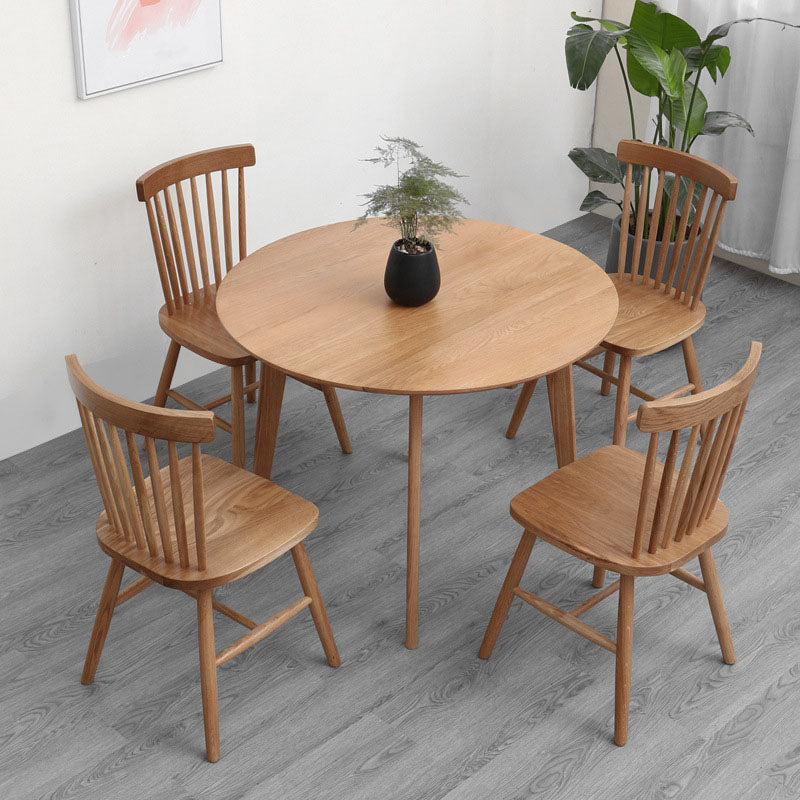 Solid Wood Top Dining Table Contemporary Round Dining Table with 4 Legs 27.6"L x 27.6"W x 29.5"H Without Chairs Clearhalo 'Dining Tables & Seating' 'Dining Tables' 'dining_table' 'furn' 'furn_dining_table' 'Furniture' 'furniture_dining_table' 'Kitchen & Dining Furniture' 'kitchen' 'kitchen_dining_table' 4927952
